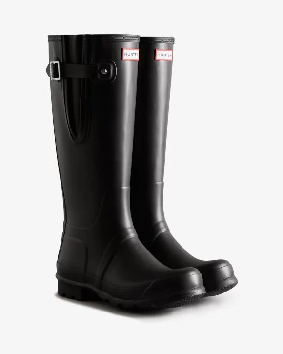 Hunter-Men's Tall Side Adjustable Rain Boots-Black