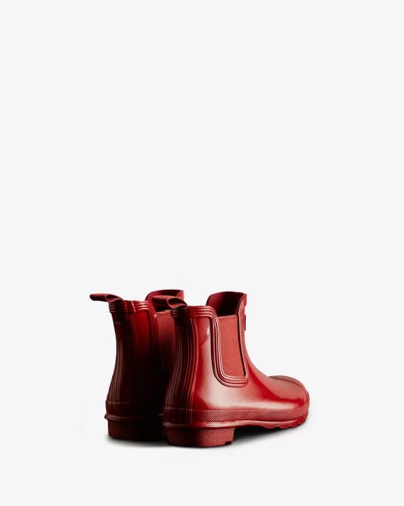 Hunter-Women's Original Gloss Chelsea Boots-Military Red