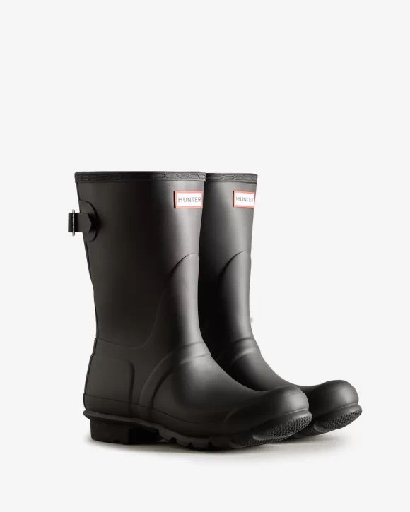 Hunter-Women's Short Back Adjustable Rain Boots-Black