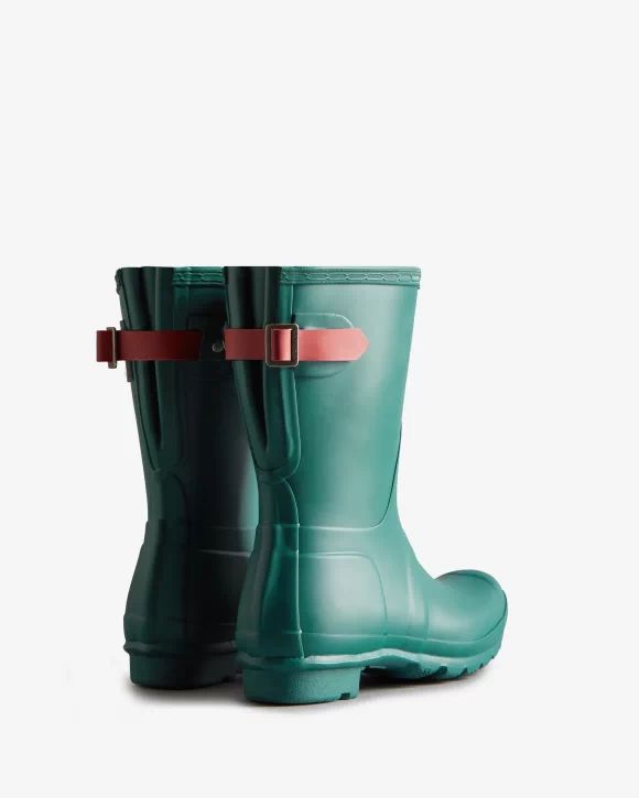 Hunter-Women's Short Back Adjustable Rain Boots-Loch Awe Blue/Glenmore Rose